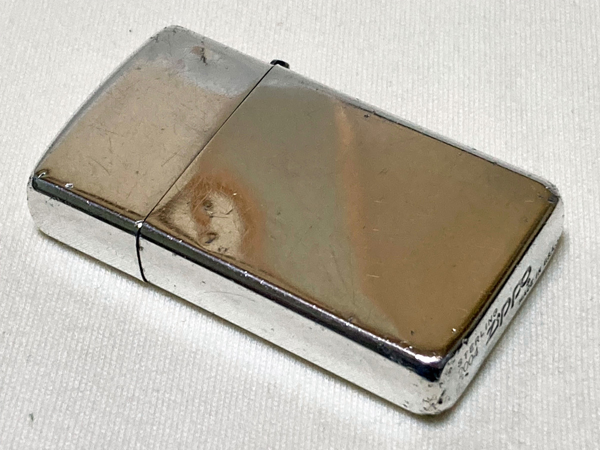 ♪純銀 ZIPPO #1500 STERLING SILVER SLIM ジッポー No.1500 スターリングシルバー 2004年製（内装2015年製）中古簡易清掃済♪_画像1