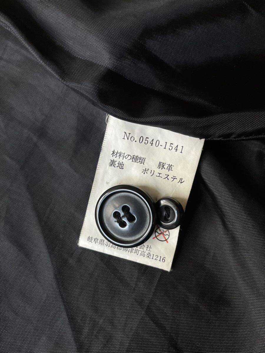 90s Japan vintage ピッグ レザー ジャケット / XL ブラック 革 カバーオール ワーク ビンテージ O4-02016-1649_画像10