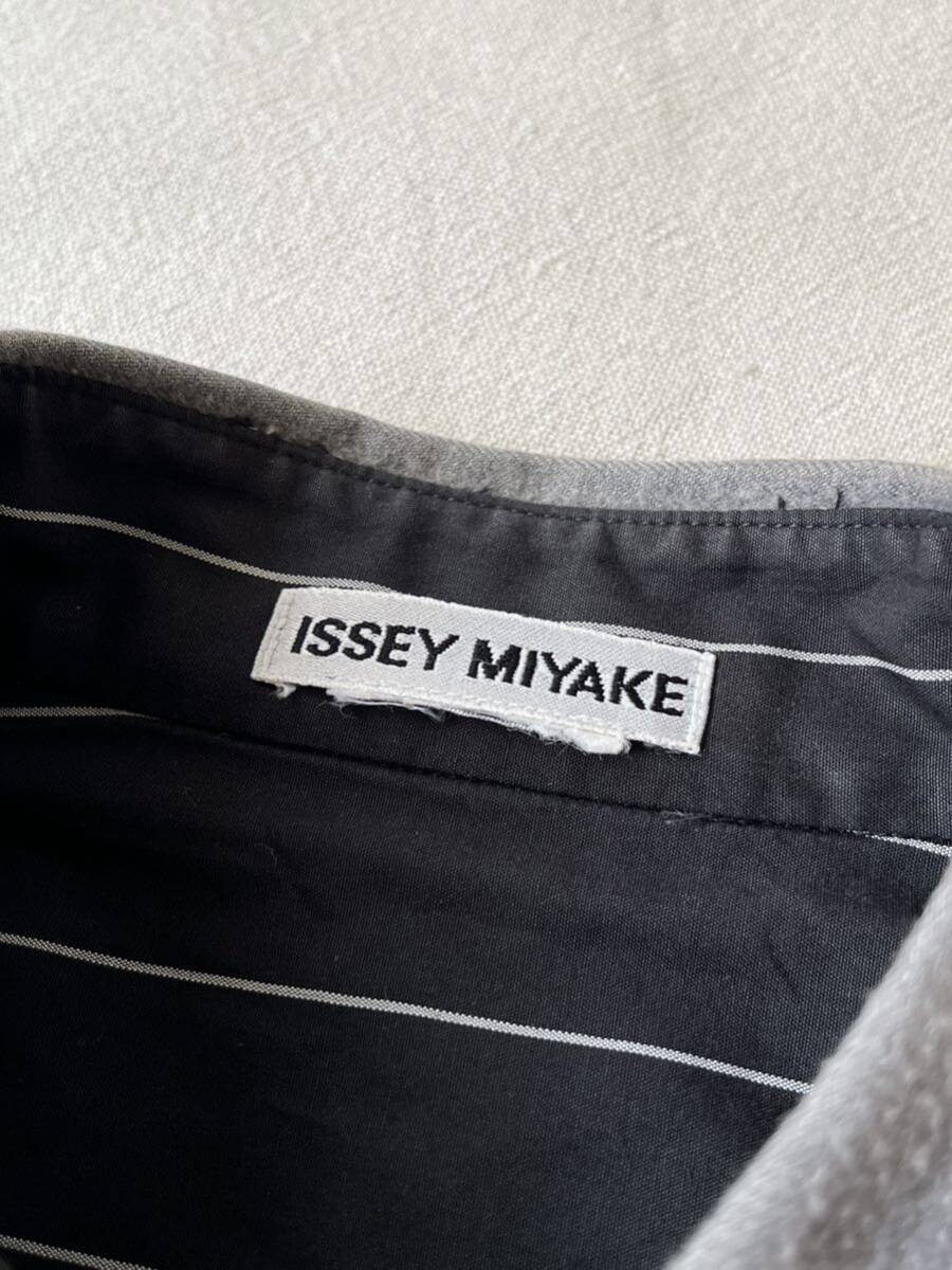 ISSEY MIYAKE 切替し シャツ / XS コットン グレー ブラック ストライプ ビンテージ アーカイブ 90s レディース T4-02097-8327_画像8