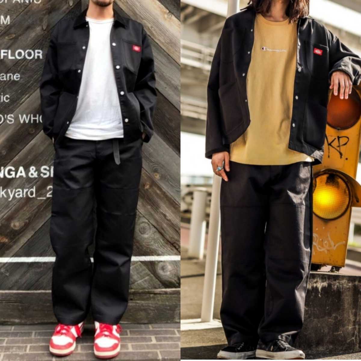 新品未使用 ディッキーズ USモデル ダブルニー ワークパンツ ブラック ルーズフィット チノパン Dickies 85283 BK W28×L30