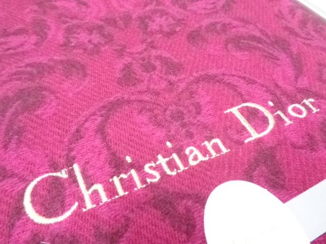 【未使用品】 Christian Dior クリスチャン・ディオール RUG ひざ掛け 80×130cm ワインレッド 総柄 箱入り_画像3