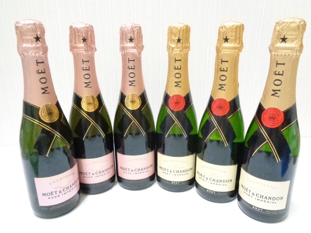 【未開栓】 MOET&CHANDON モエ・エ・シャンドン ブリュット (ロゼ、白) ハーフボトル 375ml おまとめ各3本(計6本)_画像1