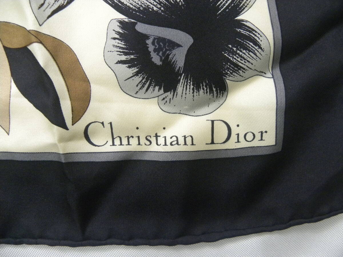 Christian Dior ディオール スカーフ 花 フラワー 柄 シルク　4144_画像2