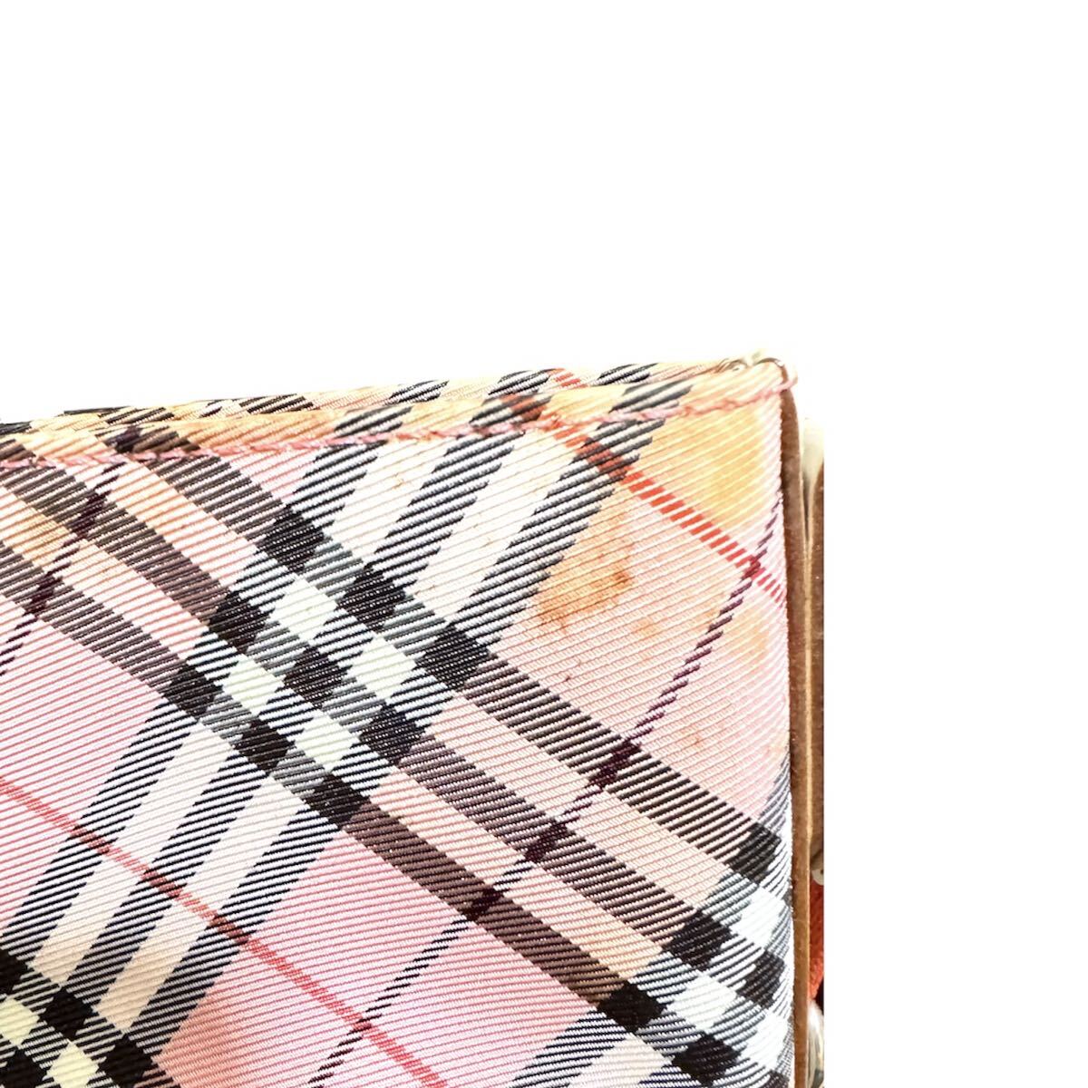 1円〜 売り切り BURBERRY バーバリー ショルダーバッグ ピンク チェック 同梱不可 【L0636】_画像5