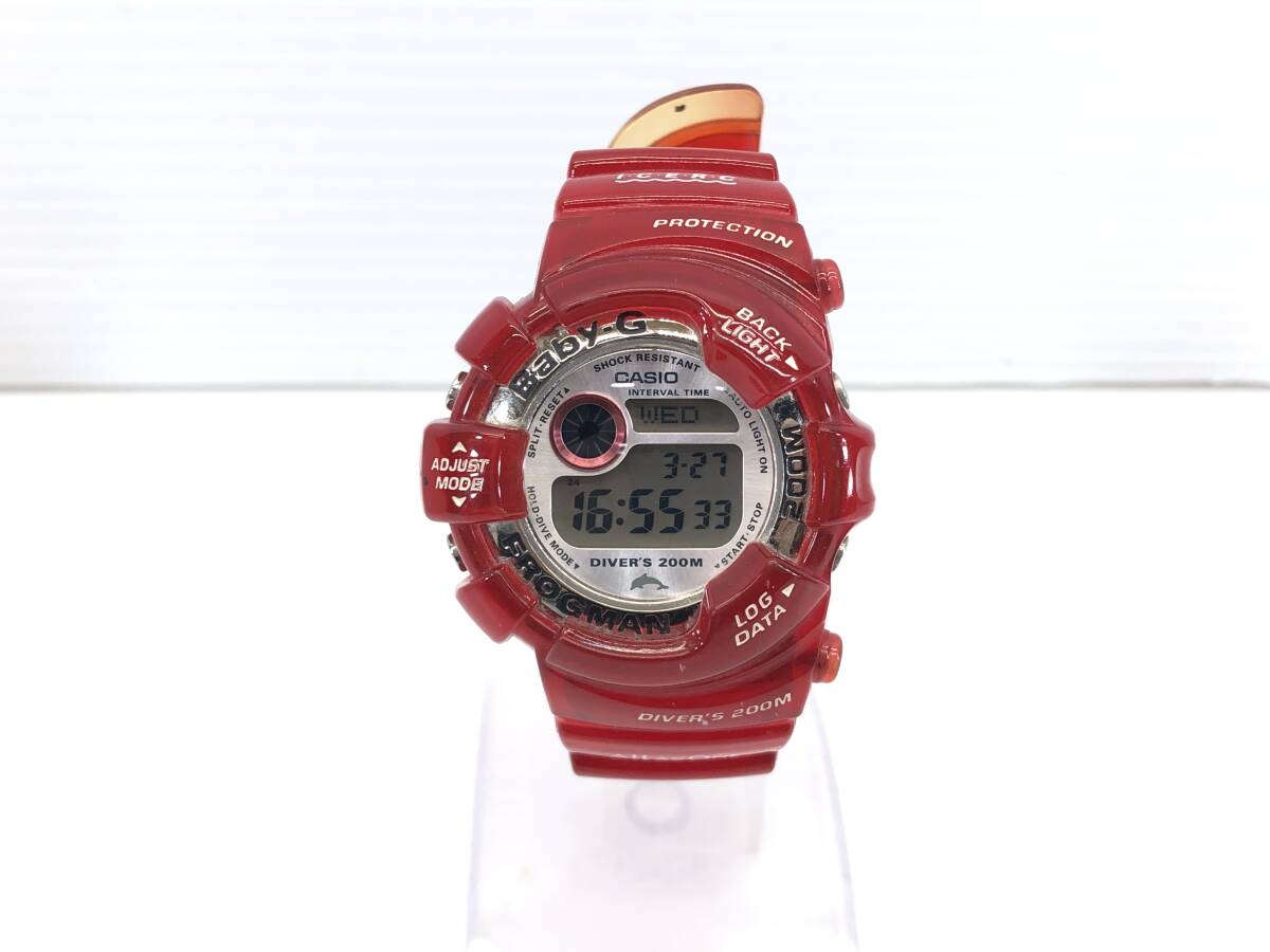 ◆ 電池交換済 CASIO カシオ Baby-G フロッグマン BGW-104K イルクジ 2003 デジタル レディース 腕時計 レッド イルカ クジラ ◆_画像2