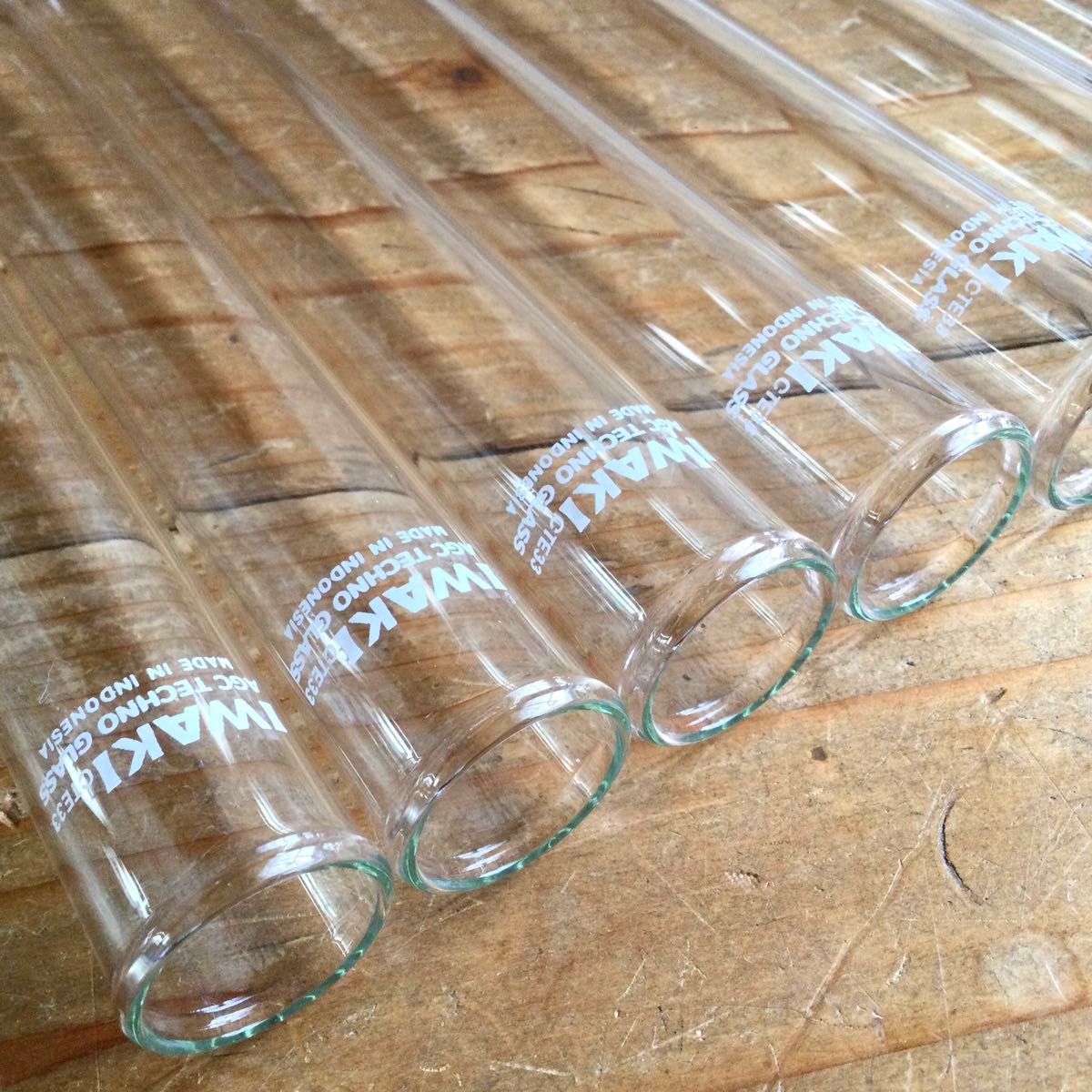 未使用 16.5cm IWAKI 試験管 6本 ガラス チューブ 一輪挿 ハンドメイド 花瓶 フラワーベース 実験 理科