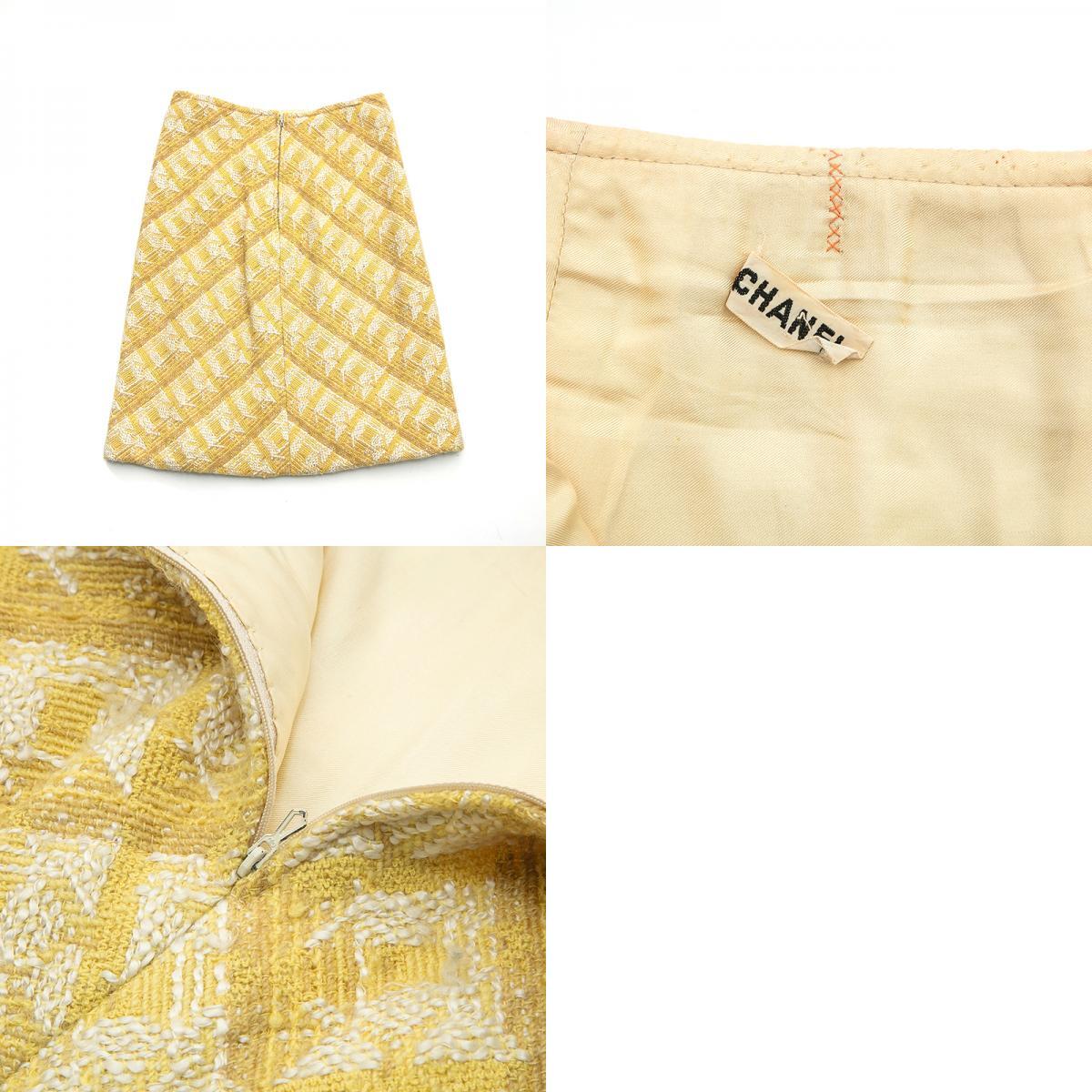 [ first arrival 50 name limitation coupon . distribution middle!!] Chanel CHANEL setup thousand bird pattern tweed jacket skirt yellow 