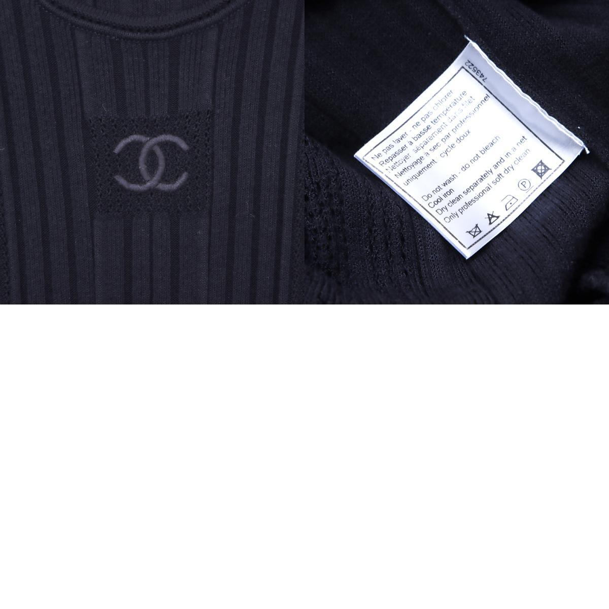 [ прибывший первым 50 название ограничение купон . распространение средний!!] Chanel CHANEL One-piece здесь Mark искусственный шелк Size38 2005 год черный 