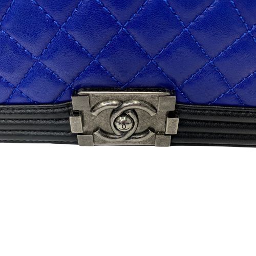 【先着50名限定クーポン配布中!!】 シャネル CHANEL ショルダーバッグ ボーイ チェーンショルダー 2014年 ラムスキン ブルー_画像4