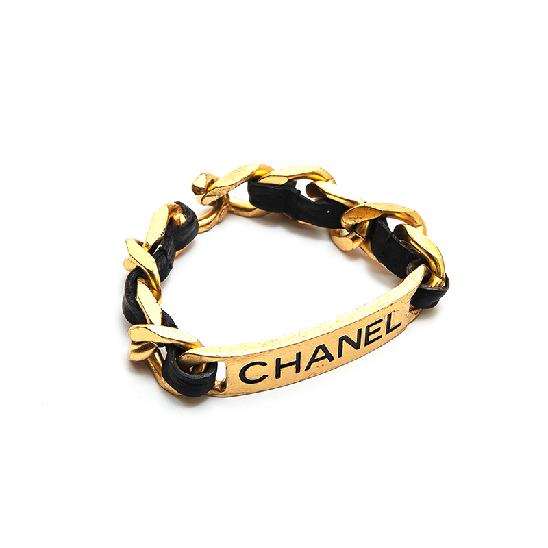 【先着50名限定クーポンを配布中!!】 シャネル CHANEL ブレスレット ロゴプレート チェーンレザー ゴールド_画像3