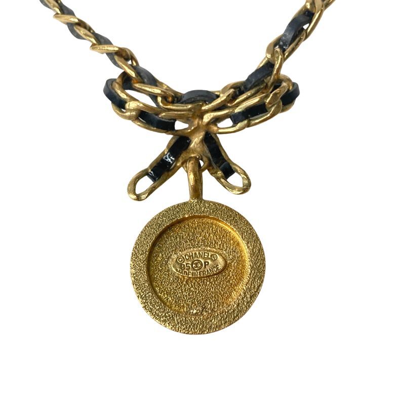 [ прибывший первым 50 название ограничение купон . распространение средний!!] Chanel CHANEL колье 1995 монета лента цепь Gold × черный 