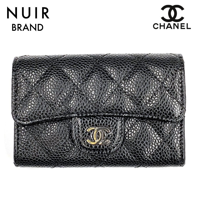 【先着50名限定クーポン配布中!!】 シャネル CHANEL カードケース ココマーク マトラッセ キャビアスキン 2018-2019年 レザー ブラック