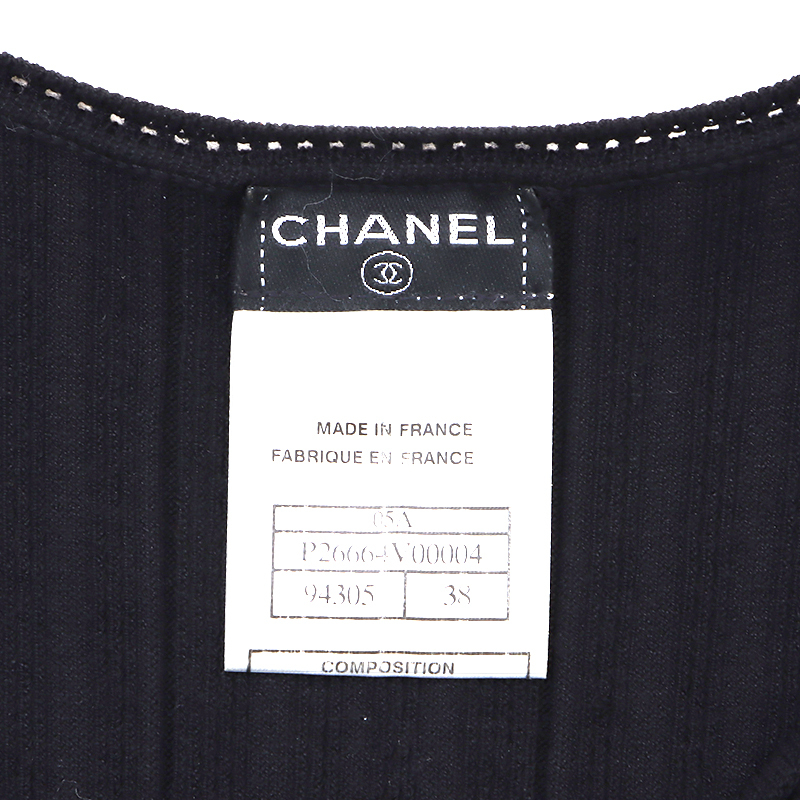 [ прибывший первым 50 название ограничение купон . распространение средний!!] Chanel CHANEL One-piece здесь Mark искусственный шелк Size38 2005 год черный 