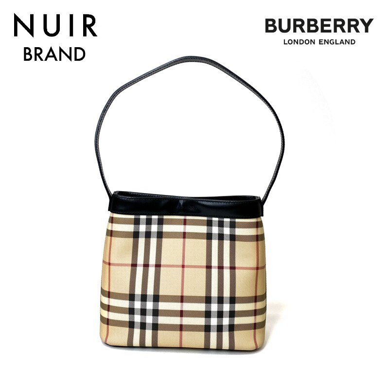 【先着50名限定クーポン配布中!!】 バーバリー BURBERRY ショルダーバッグ チェックバッグ キャンバス ベージュ_画像1