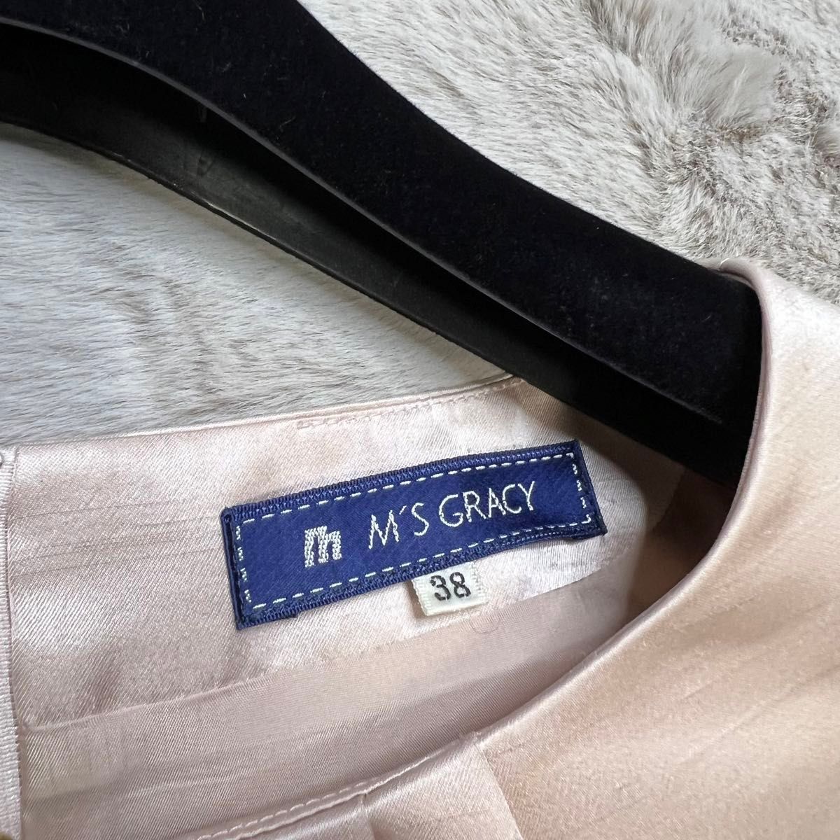 M’s GRACY エムズグレイシー リボン ワンピース ピンク 切り替え シャギー 可愛い　レディース　 七分袖