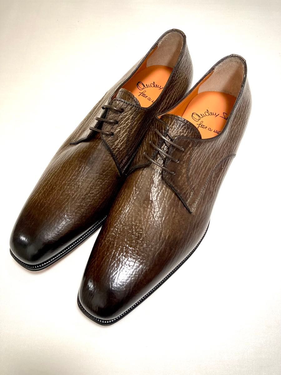 新品未使用 SANTONI サントーニ 希少シャークレザー高級ライン24.2万円 パティーヌ ビジネスシューズ イタリア製 正規品