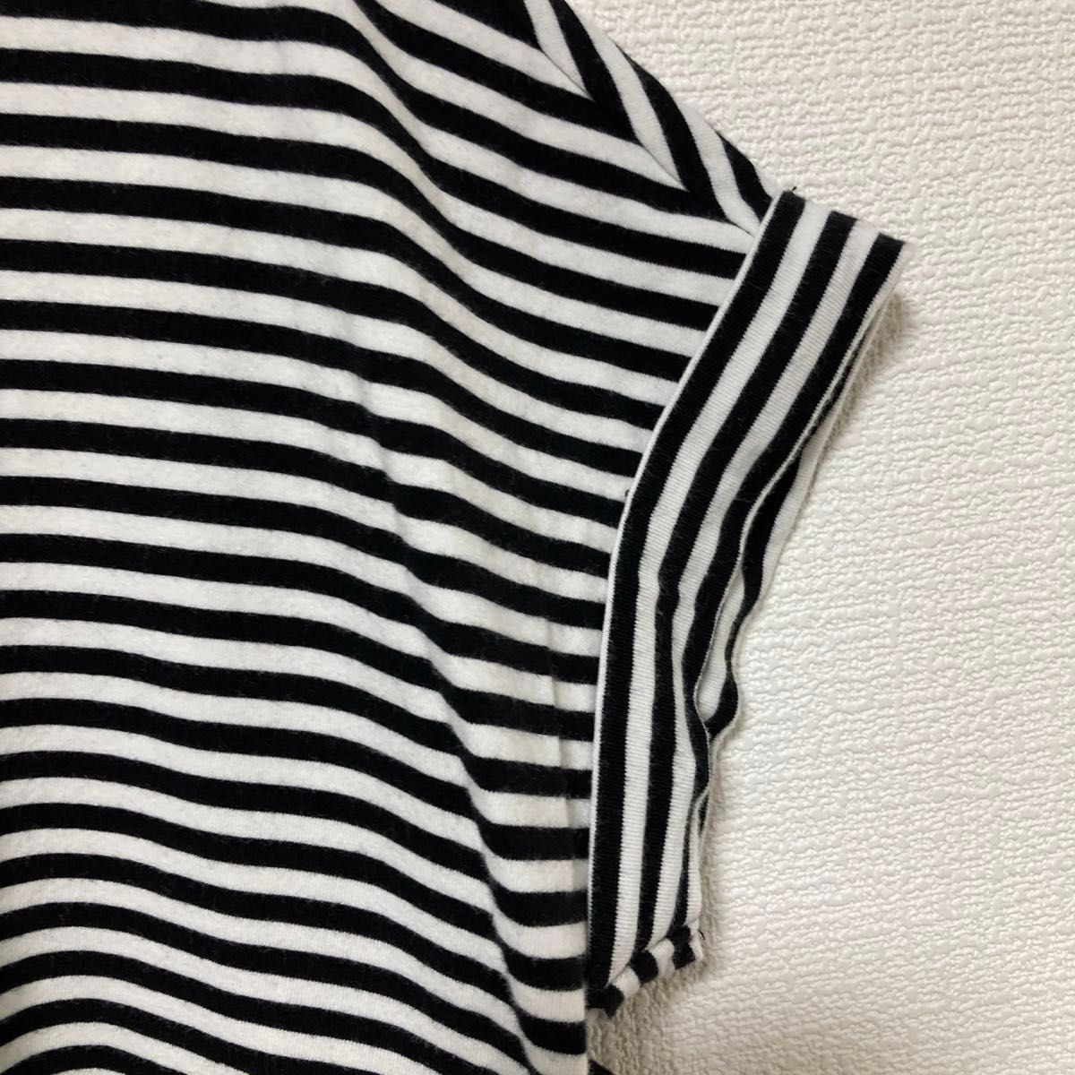 小さめXXSサイズ アメリカンイーグル 白黒ボーダー フレンチ袖Tシャツ カットソー トップス 半袖Tシャツ コットン 綿