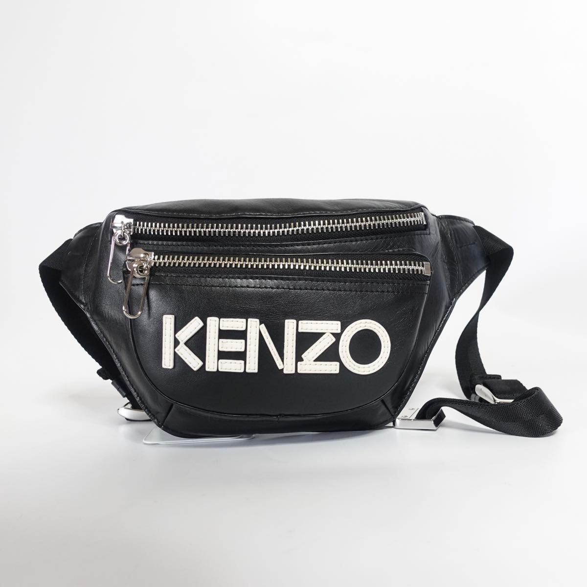 【美品】KENZO ショルダーバッグ　ボディバッグ　レザー　ロゴ