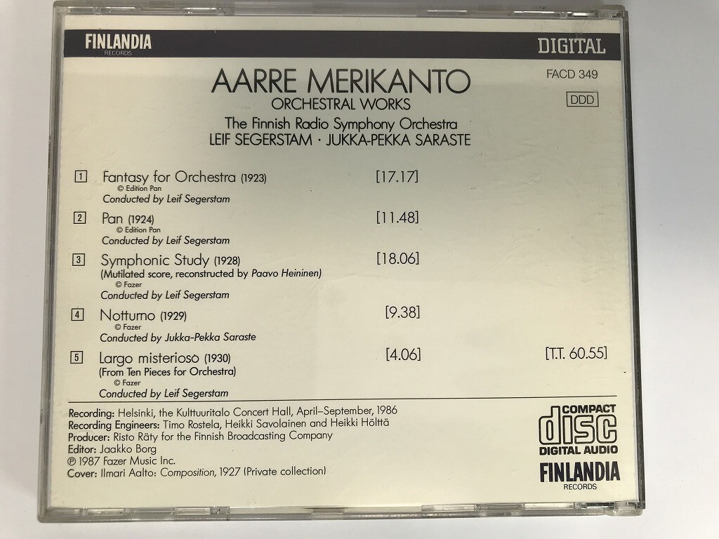 SG368 Finnish Radio Symphony Orchestra / Aarre Merikanto : Orchestral Works 【CD】