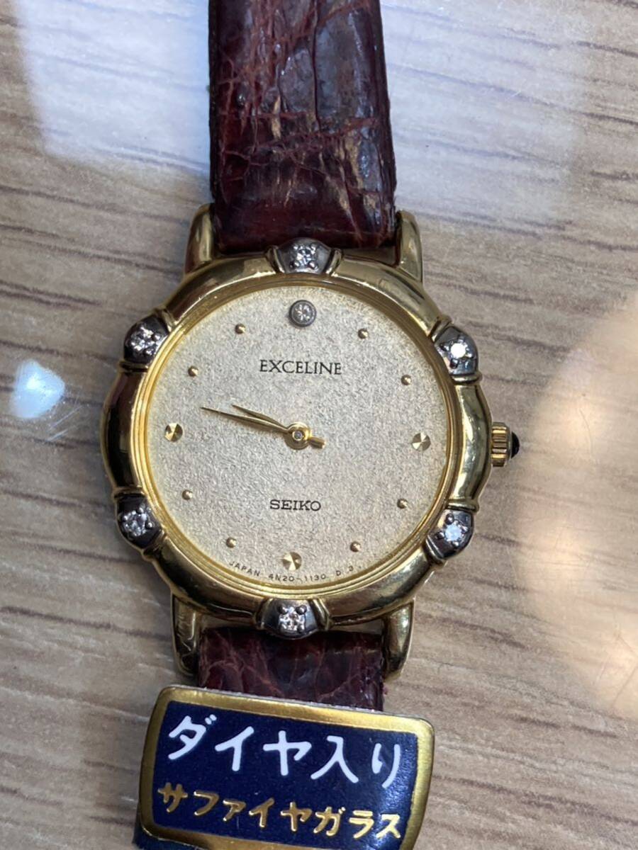 SEIKO EXCELINE кварц часы наручные часы diamond сапфир стекло 