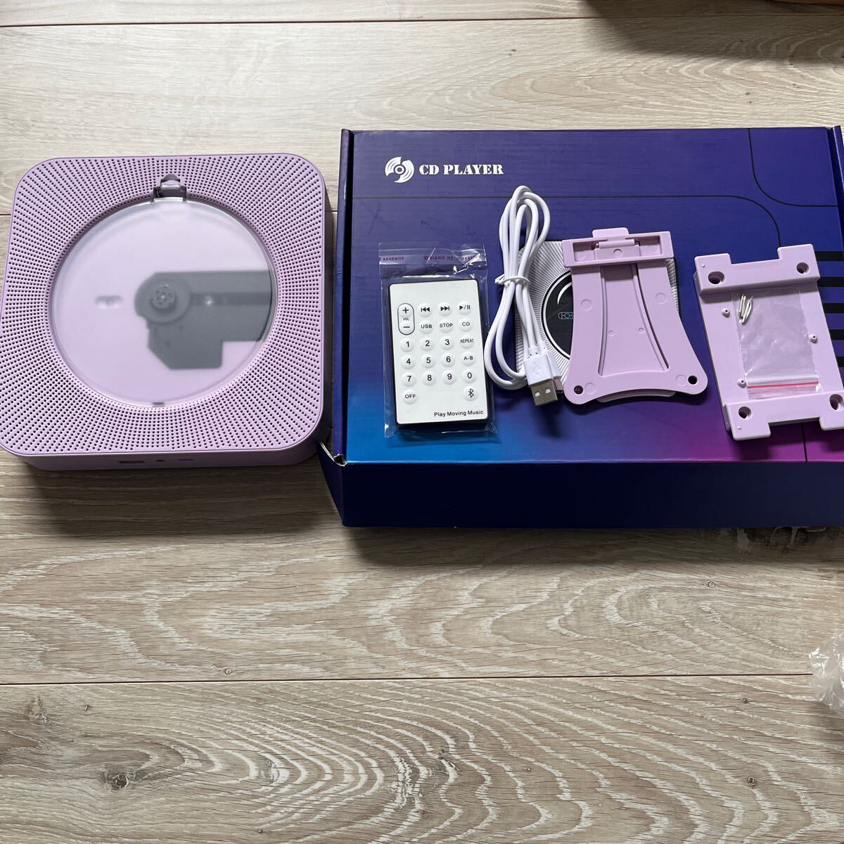 紫のBluetooth CDプレーヤー5.0、家庭用装飾充電音楽プレーヤー、携帯型かわいい音楽プレーヤー、リモコンの画像8