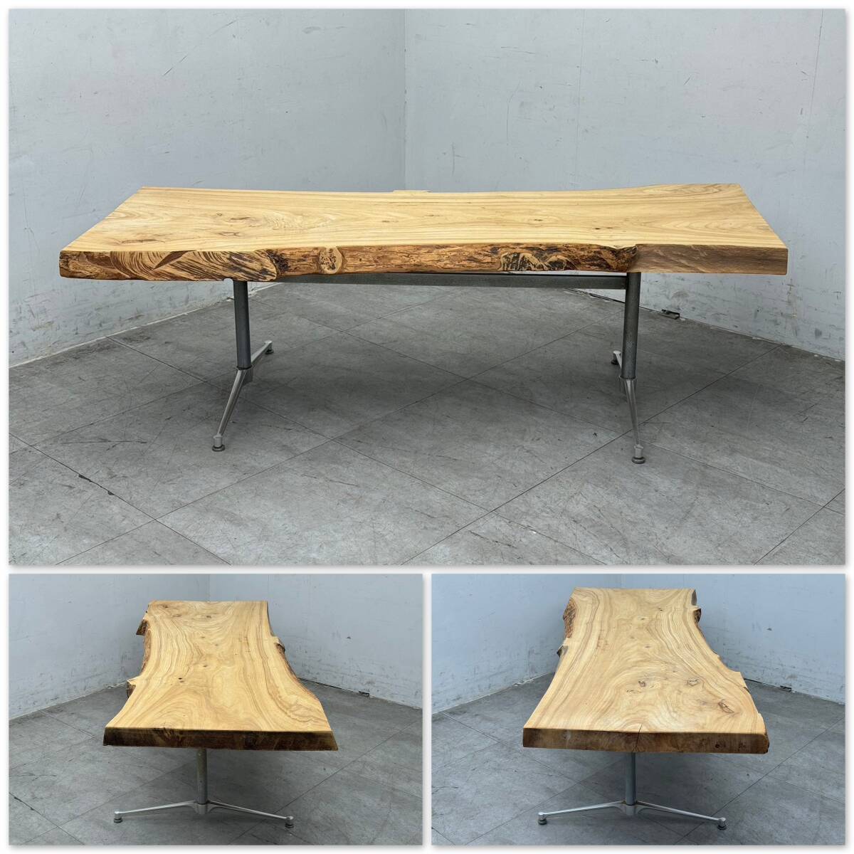 T687☆展示品☆一枚板テーブル ダイニングテーブル 無垢 天然木 幅1950の画像8