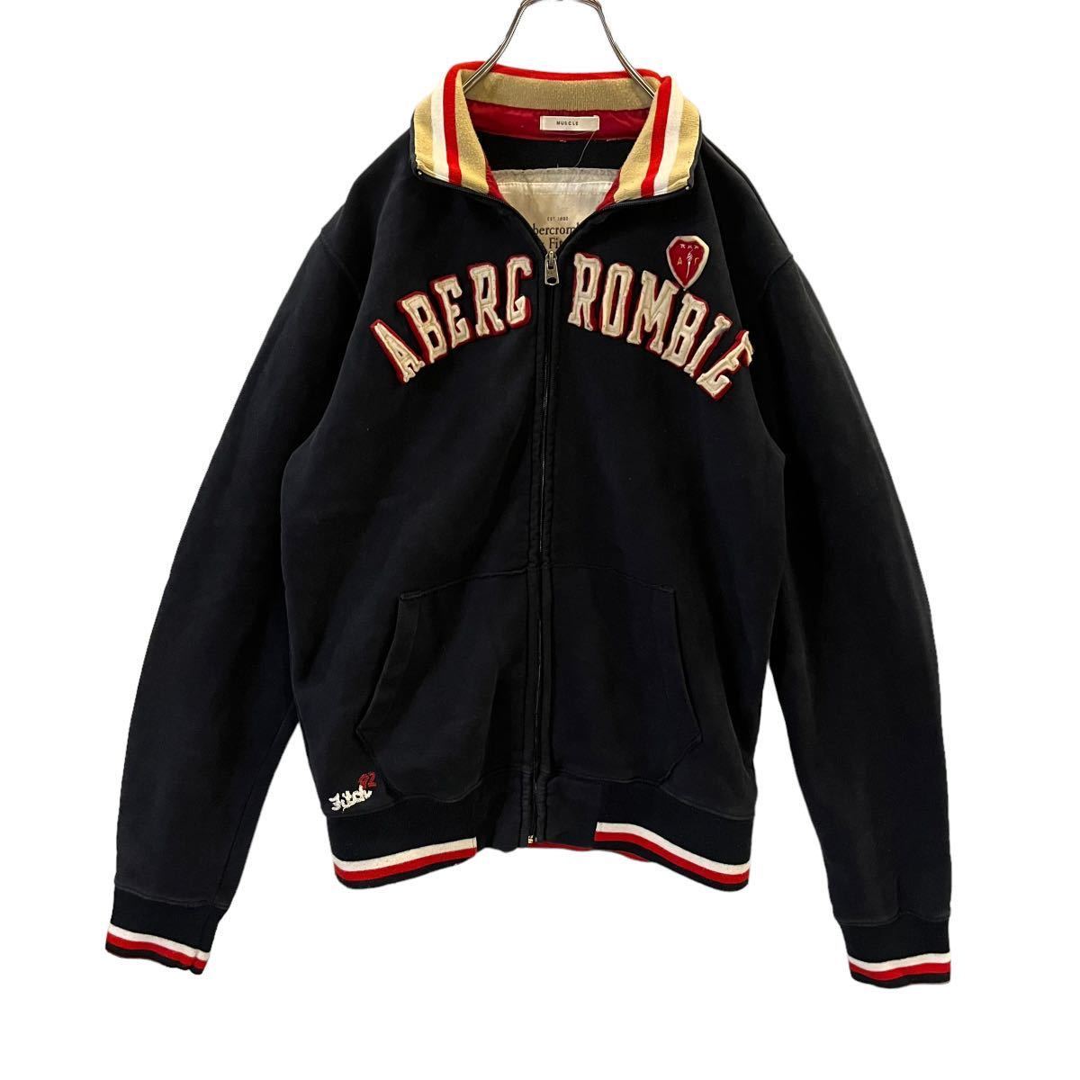 Abercrombie&FITCH アバクロンビーアンドフィッチ　ジップジャケット　ワッペン　紺　Lサイズ 【AY1588】_画像2