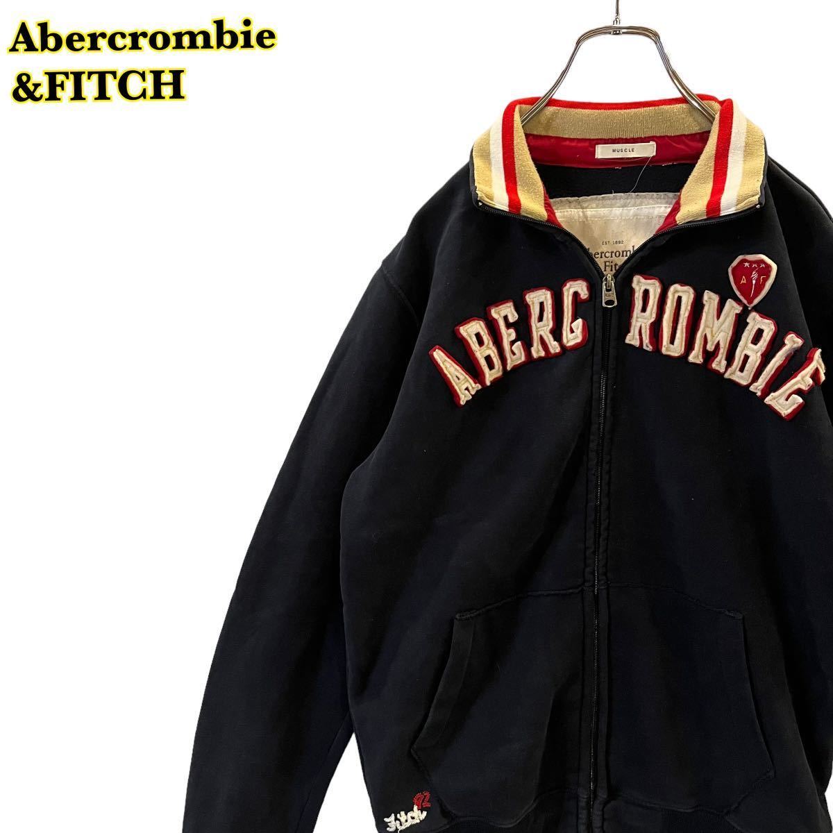 Abercrombie&FITCH アバクロンビーアンドフィッチ　ジップジャケット　ワッペン　紺　Lサイズ 【AY1588】_画像1