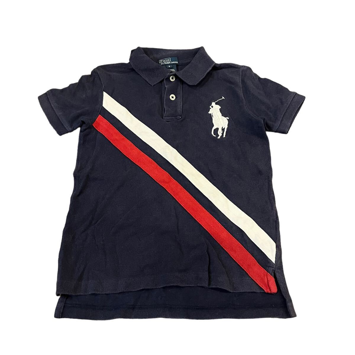 POLO Ralph Lauren ポロ　ラルフローレン　半袖ポロシャツ　ビッグポニー　紺　キッズ　5サイズ　【AY1618】_画像2