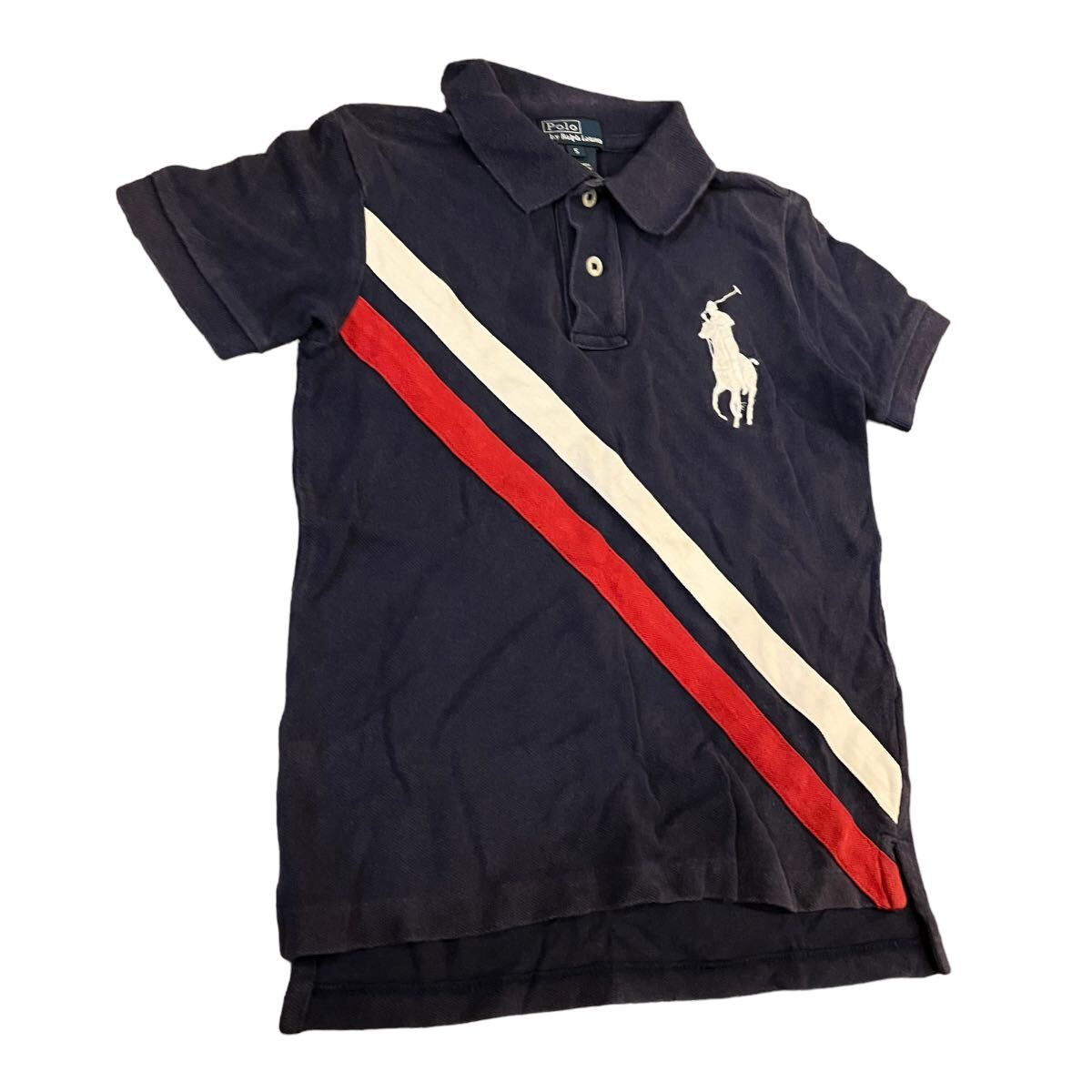 POLO Ralph Lauren ポロ　ラルフローレン　半袖ポロシャツ　ビッグポニー　紺　キッズ　5サイズ　【AY1618】_画像4