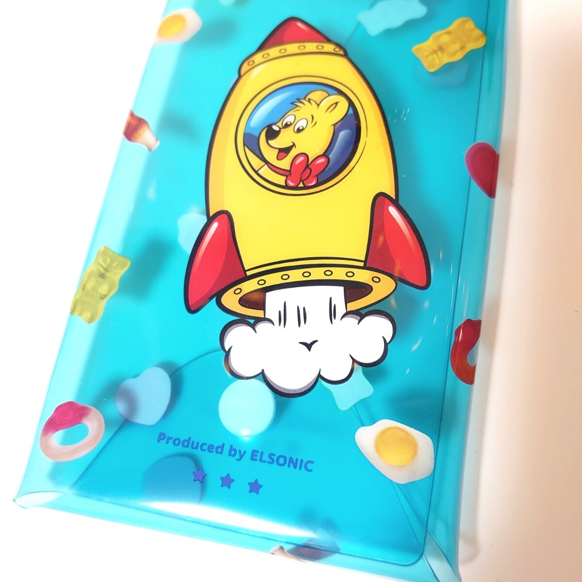 新品　未使用　公式商品 HARIBO ハリボー マルチケース　ロケット Rocket キーホルダー　バッグチャーム　筆箱 クリアケース クリアブルー_画像2