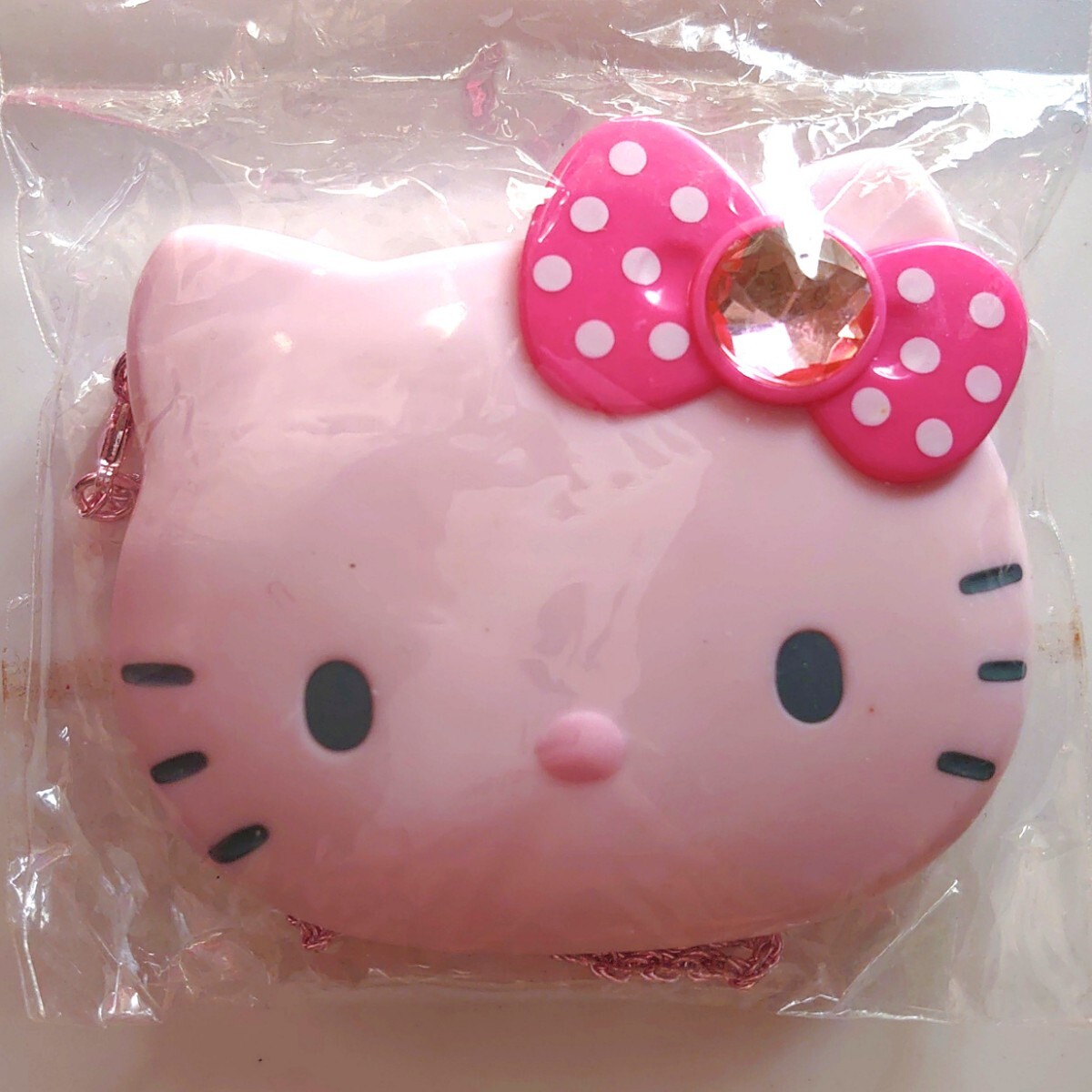  new goods unused Sanrio pink Kitty Chan Kirakira ribbon biju- double mirror compact . only .. mirror PINK HELLO KITTY