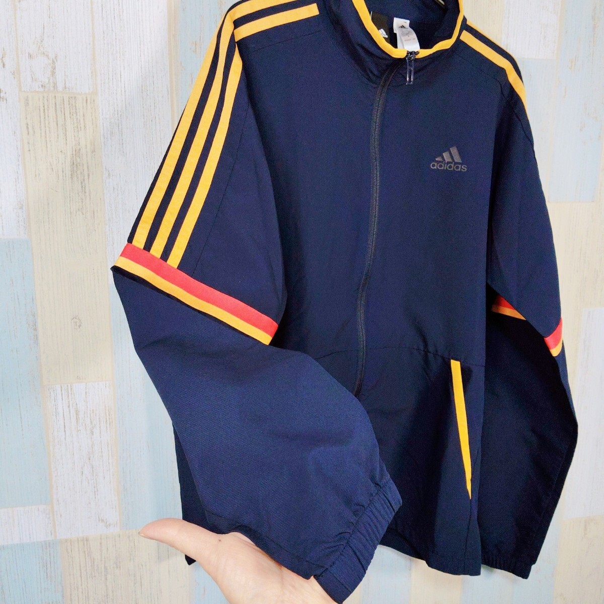 adidas CLIMALITE ナイロン　ジャージ セットアップ　Ｍ　ネイビー