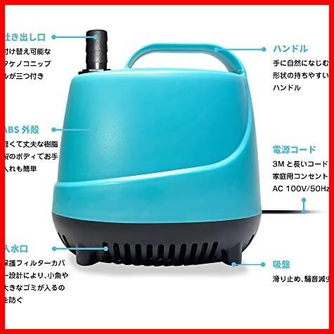 ★25W50Hz★ 水中ポンプ 小型 循環ポンプ 25W 排水量1500L/H 最大揚程2M 電源コード3M 電動 静音 海水対応 排水ポンプ 給水ポンプ_画像3