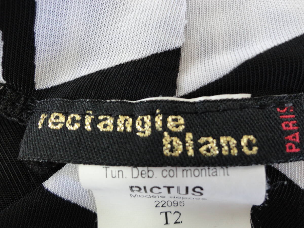 0808【本州のみ送料無料】rectangle blanc レディーストップス　チュニック　ブラック×ホワイト・総柄　MADE IN FRANCE _画像3