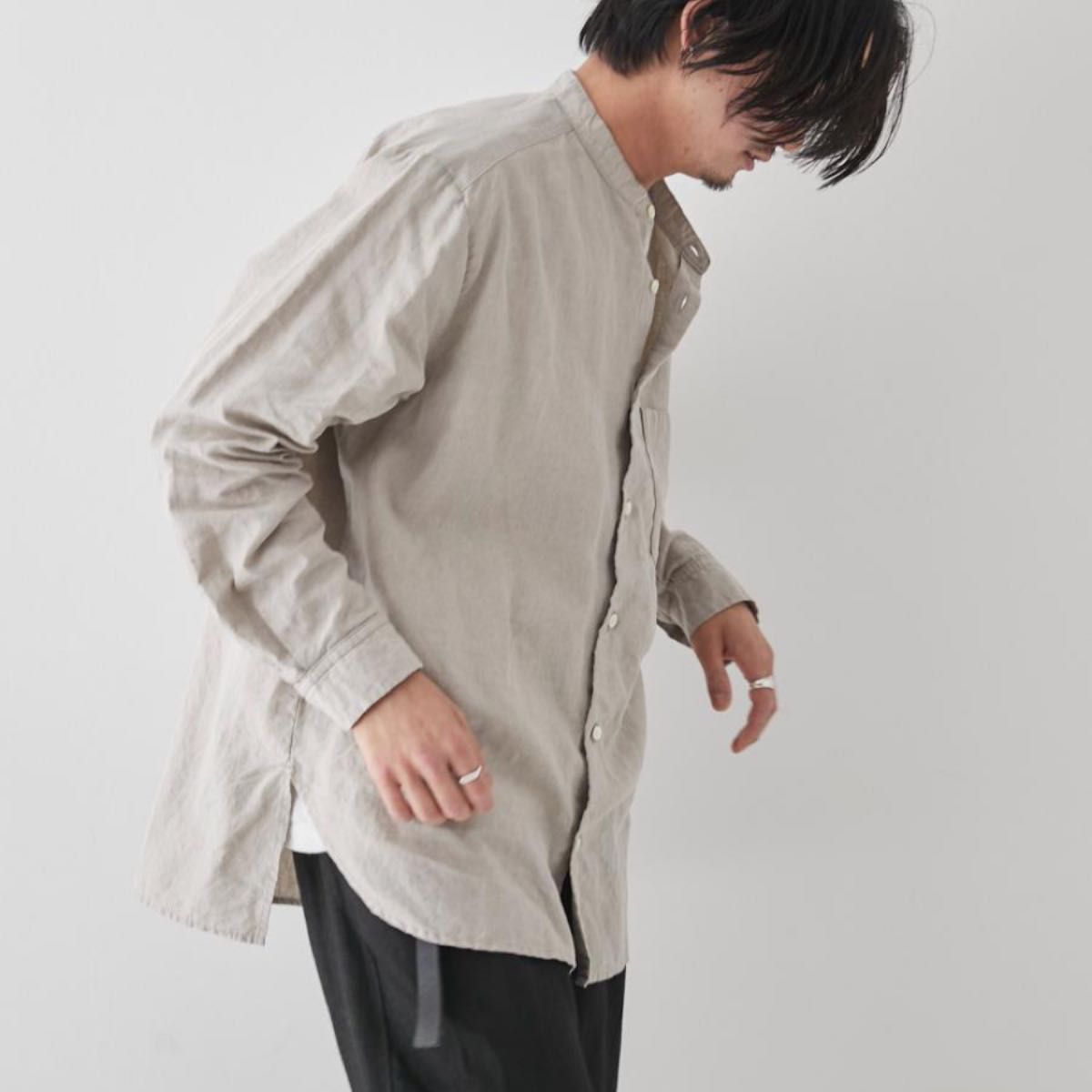 コンフェクト confect ハイカウントリネン バンドカラーシャツ コンフェクト confect ハイカウントリネン バンドカラーシャツ
