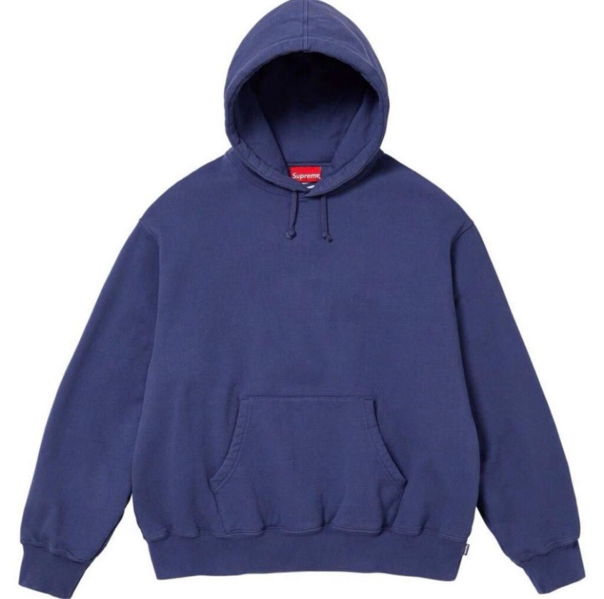 新品Mサイズ Supreme Satin Applique Hooded Sweatshirt Washed Navy サテン 青