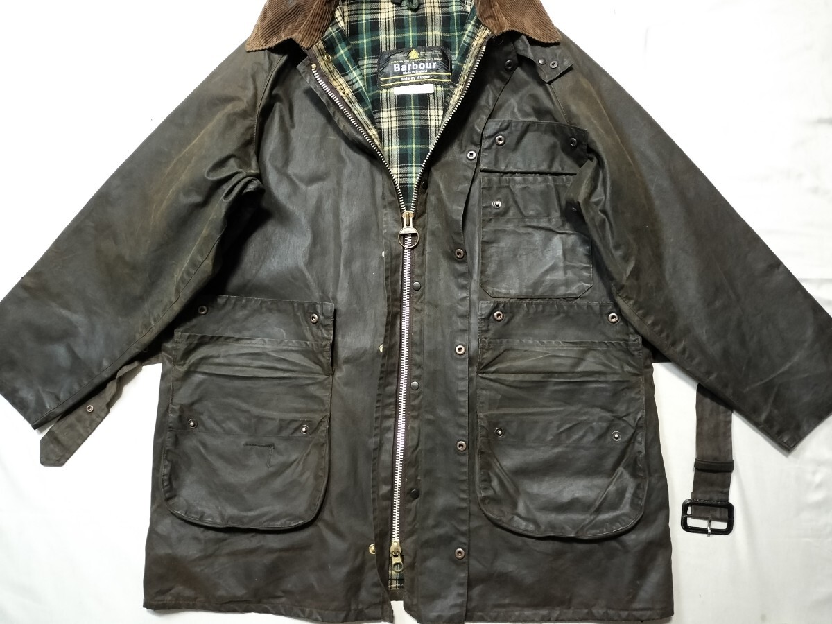 80s 1982年 BARBOUR SOLWAYZIPPER c42 オリーブ 1crestバブアー ソル 