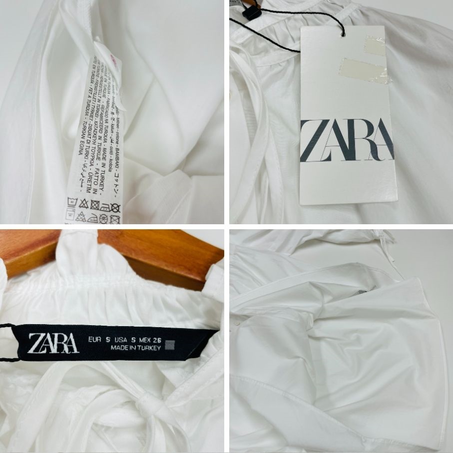 未使用品 /S/ ZARA ホワイト オーバーサイズポプリン長袖シャツ レディースタグ カジュアルトップス通勤 大人可愛い白 羽織りデイリー ザラ