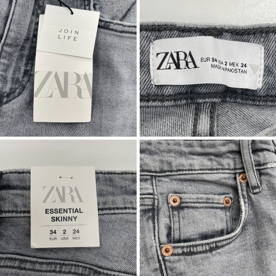 未使用品 ZARA グレー スキニーデニムパンツ レディース タグ カジュアル ボトム 通勤 フェミニン 大人可愛い ジーパン デイリー ザラ