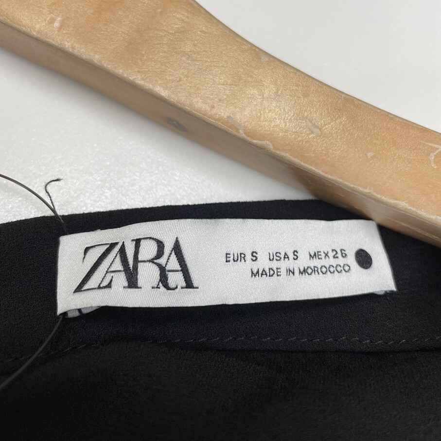 未使用品 /S/ ZARA ドレープドレス レディース タグ カジュアル 長袖ワンピースフォーマル フェミニン大人可愛い黒 ガーリー デイリー ザラ