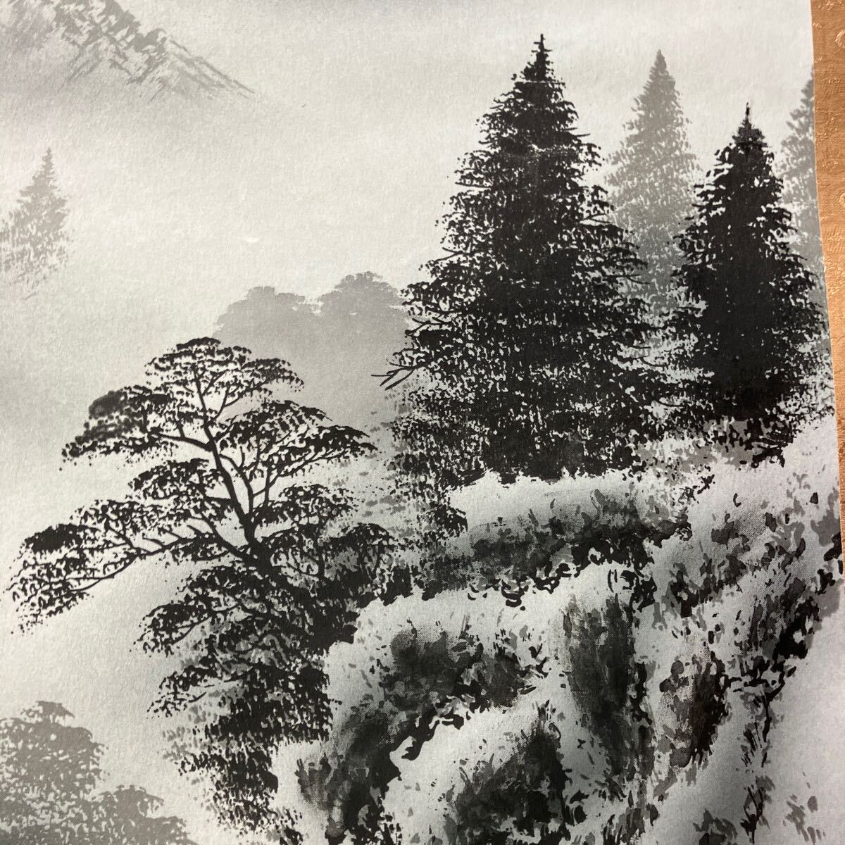 【模写】掛軸 玉峰 絹本 水墨山水 山水 共箱 同梱可能 No.6086_画像9