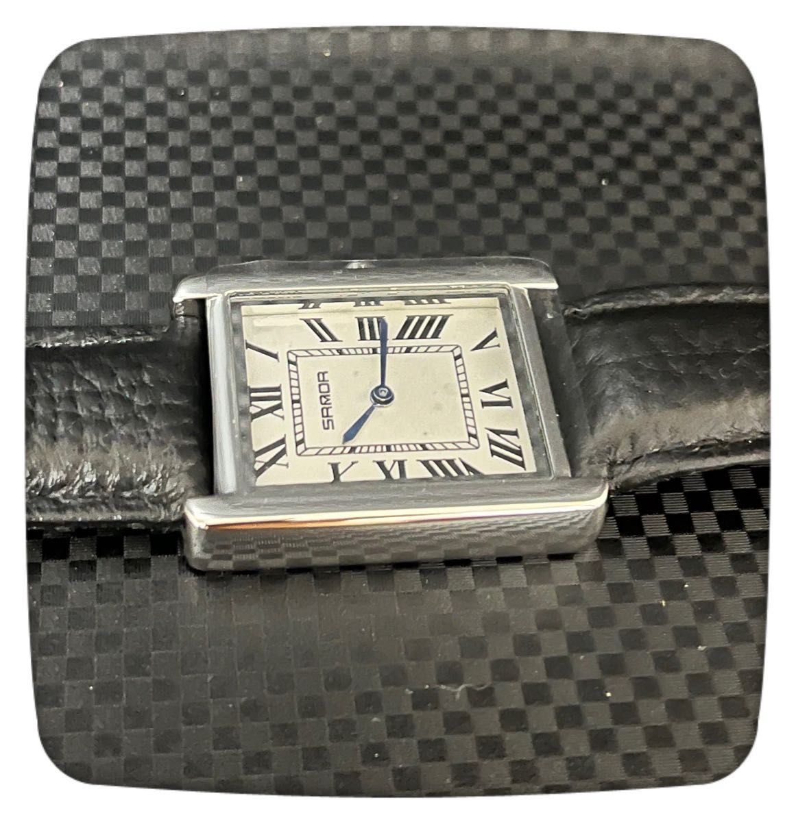 【新品未使用】腕時計 オマージュ タンク Type レクタンギュラー  ブラックレザーベルト　ユニセックス ウォッチ