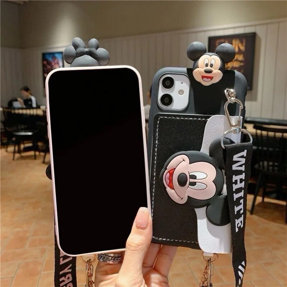 おまけシール付き　ディズニー　ミッキー　iPhoneケース　iPhone15 スマホケース　Disney ストラップ　スマホカバー