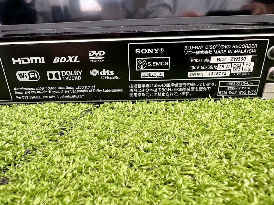 SONY/ソニー BDZ-ZW500 HDD/DVD/BDレコーダ 2017年製 現状中古品 ジャンク扱い（A91）_画像6