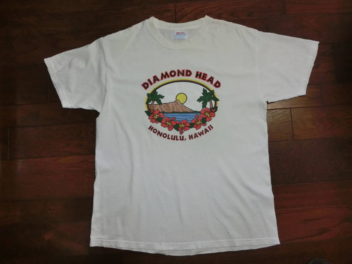 Hanes ダイヤモンドヘッド Hawaii DIAMONDHEAD 限定Tシャツ 白い 大きい 半袖Tシャツ 綿１００％ LL XL_画像3