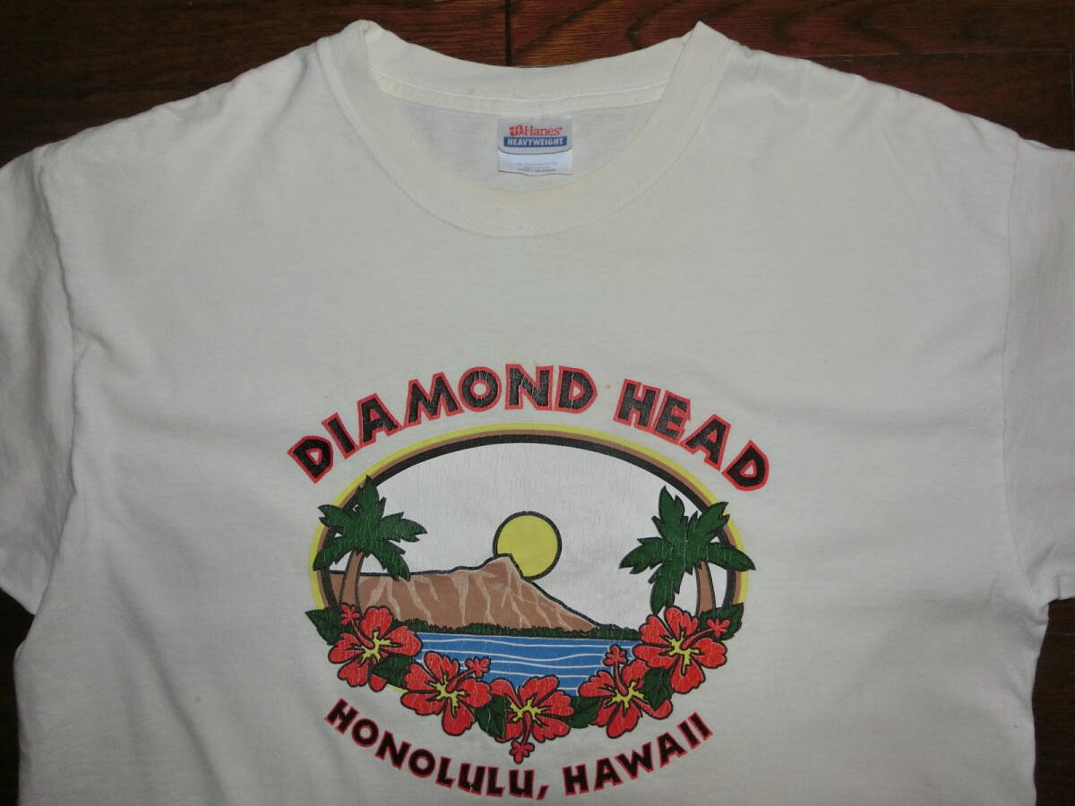 Hanes ダイヤモンドヘッド Hawaii DIAMONDHEAD 限定Tシャツ 白い 大きい 半袖Tシャツ 綿１００％ LL XL_画像2