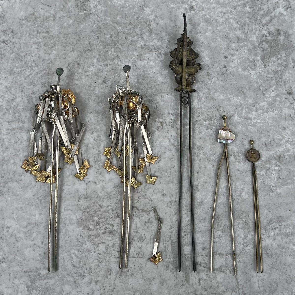  that time thing old ornamental hairpin kimono small articles hair ornament set / antique old fine art era thing ... soup the first soup warehouse kimono old tool metal skill 