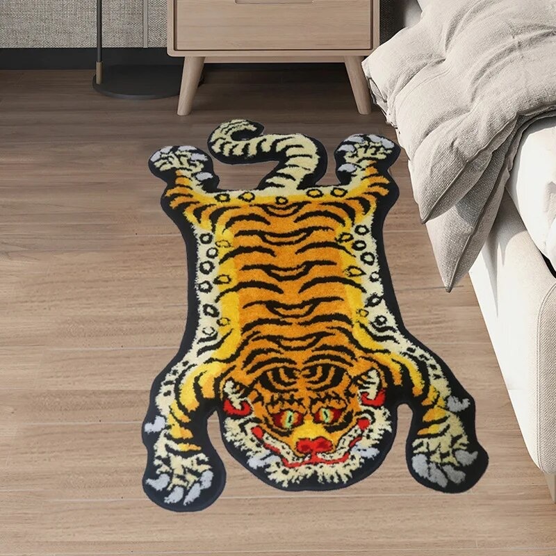 トラ タイガー 虎 ラグ マット チベタン 100×60cm カーペット とら インテリア 雑貨 グッズ 高品質 黄色 イエロー_画像7