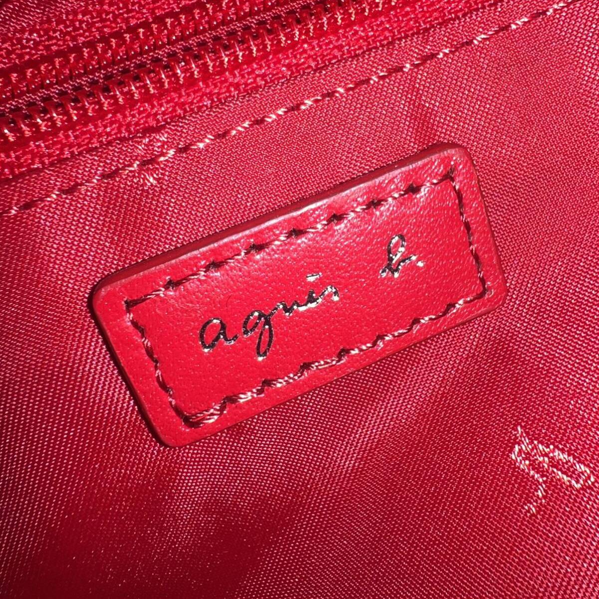 [ free shipping ]agnes b. Agnes B all leather shoulder bag red red cow leather diagonal .. camera bag Mini bag bag 